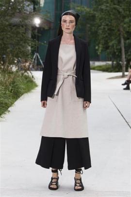 Cropped pants in the show by Danish fashion house Designer Remix during Copenhagen Fashion Week...