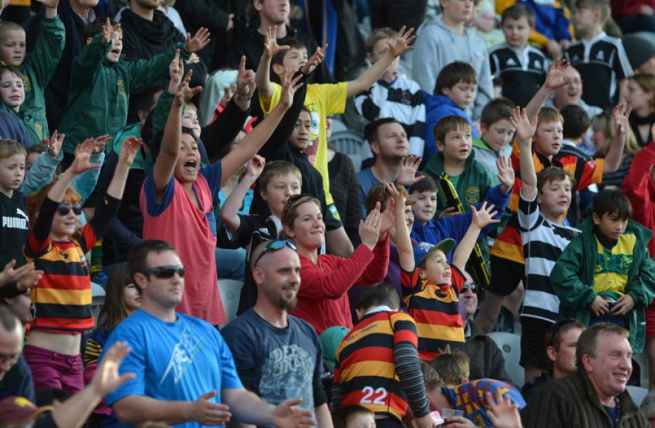 Part of the crowd during the Otago v. North Harbour ITM Cup rugby match on Saturday.  Otago won...