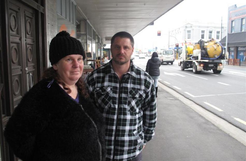 Maria and Greg Guile on Hillside Rd in South Dunedin. Photos by Eileen Goodwin.