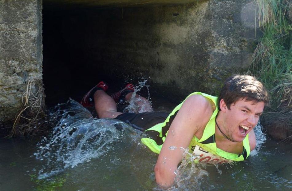 Thomas Dwight was the first competitor through the Tunnels of Terror at Wingatui yesterday.