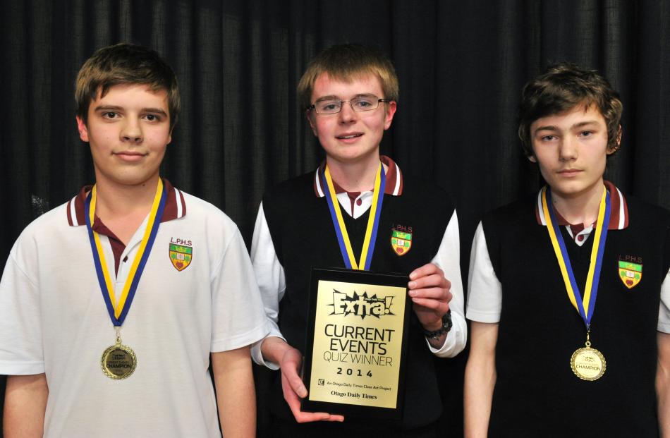 Logan Park High School 1 team members (from left) Max Riddle (15), Ben Clayton (15) and Cameron...
