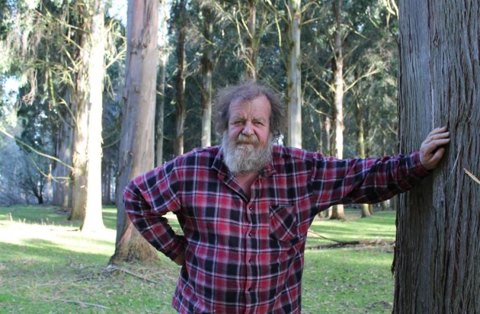 Graham Milligan on his Northern Southland farm among his eucalypt trees.
