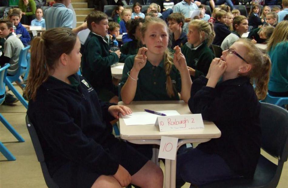 Roxburgh Area School pupils (from left) Beth Kirkpatrick (10), Neleah Manderson  (11) and Holly...