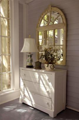 A dresser sits in a corner of Sharon McCormick's back porch.