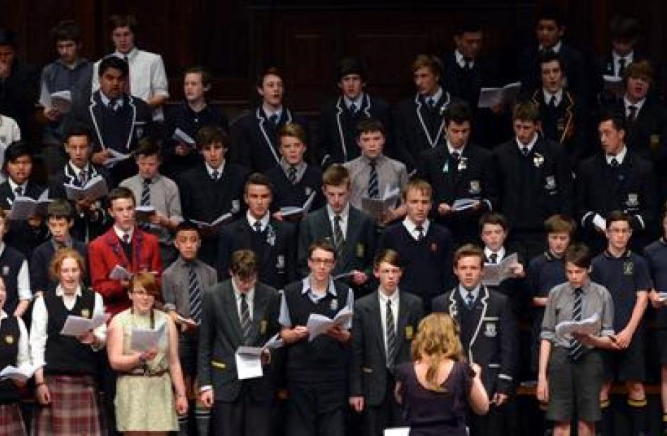 Members of the Combined Schools' Choir sing Royals, by New Zealand singer Lorde.