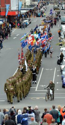 The parade reaches Anzac Square.