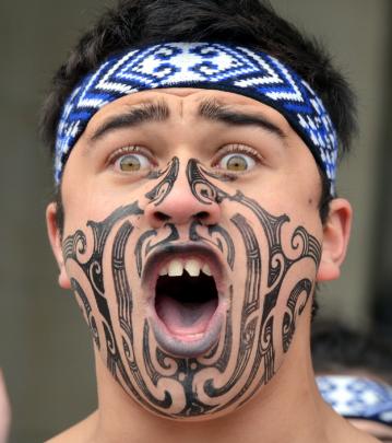 Krishan Dick-Karetai from Kings High School kapa haka group forms part of the  reception at the...