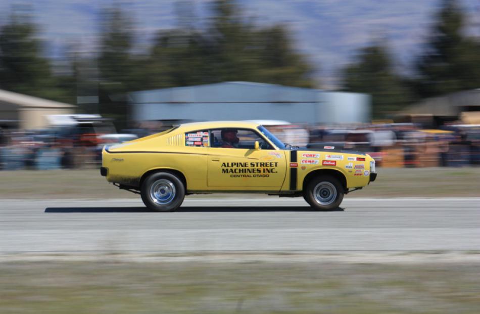 Steve Buttar, of Cromwell, takes part in the Thunder Sunday Drag Races at the Alexandra Airport...