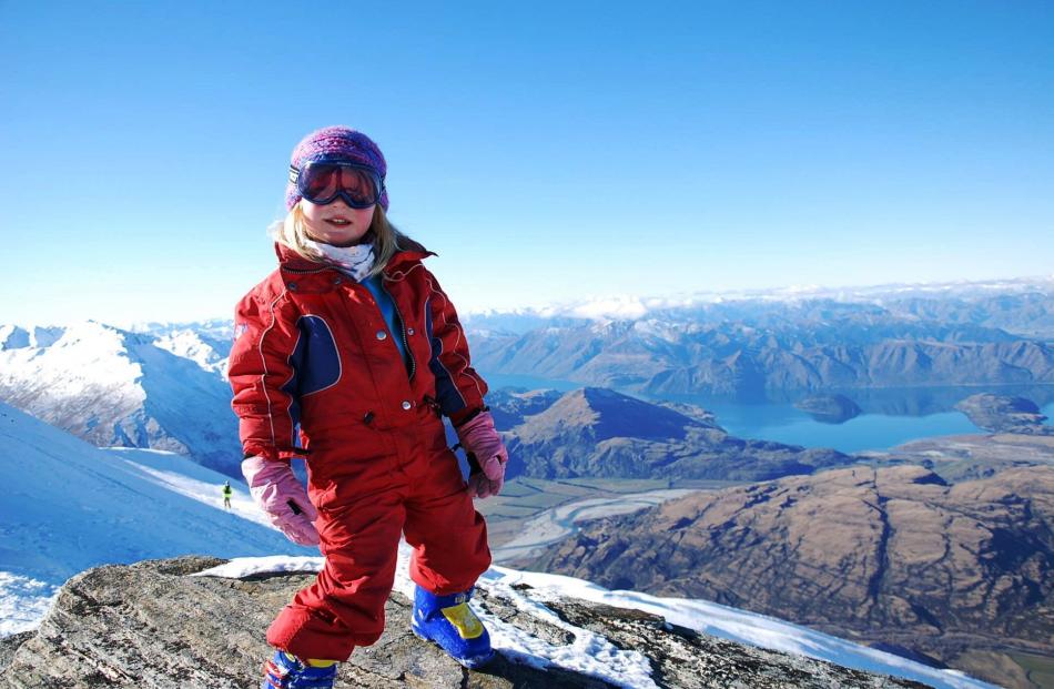 Eva (then 3) first ascended Treble Cone’s summit with her dad Geoff Small in 2013. PHOTO: GEOFF...
