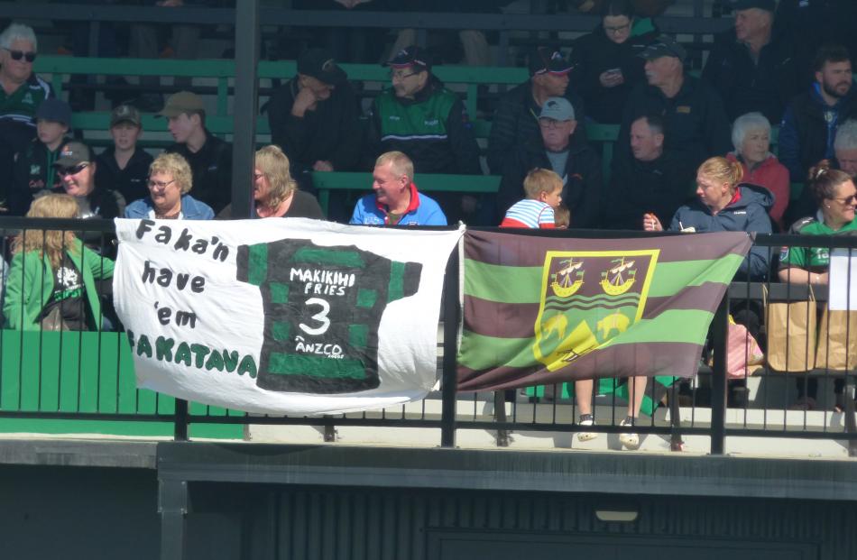 Supporters unveiled a sign for South Canterbury player Tokoma’ata Fakatava.
