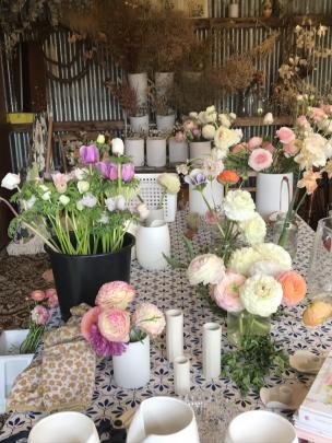 In the workshop, flowers are ready to be arranged for a wedding. PHOTOS: GILLIAN VINE
