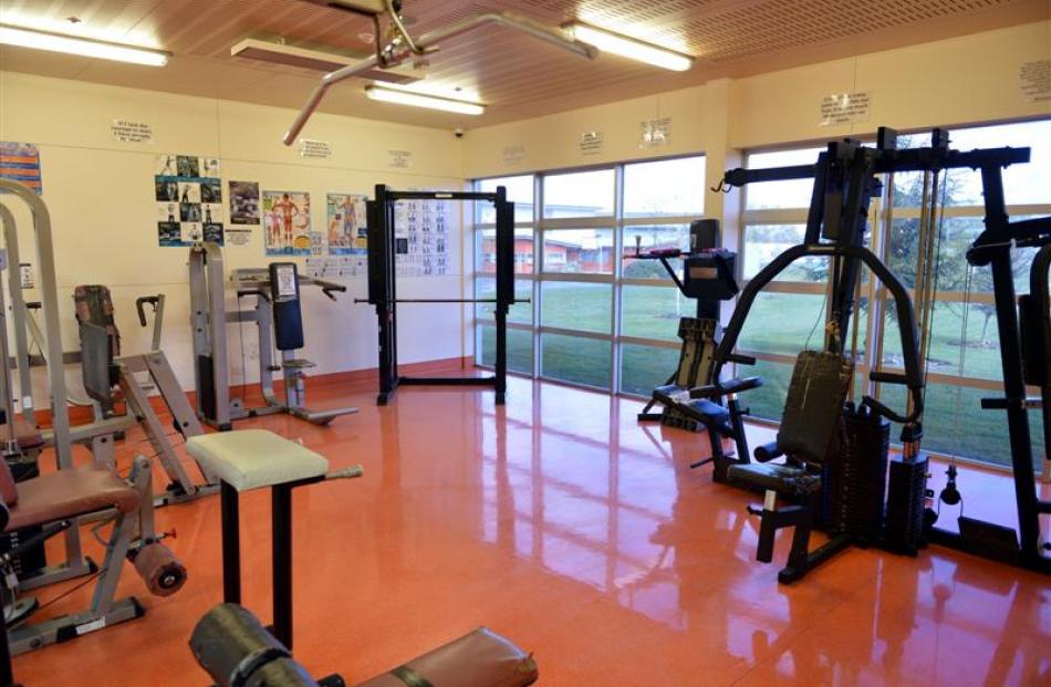 A prison weights room.