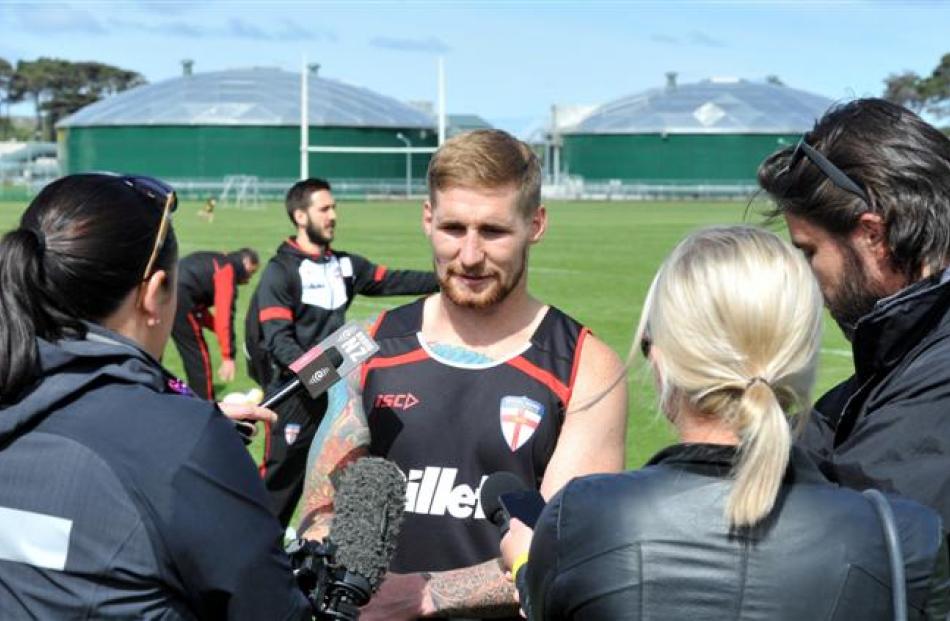 England fullback Sam Tomkins at Tahuna Park.