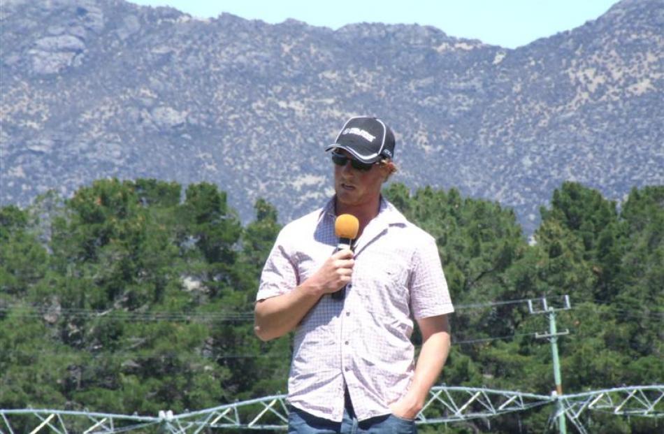 Willowbank manager Ben Nielsen-Vold addresses the crowd attending  the recent field day.