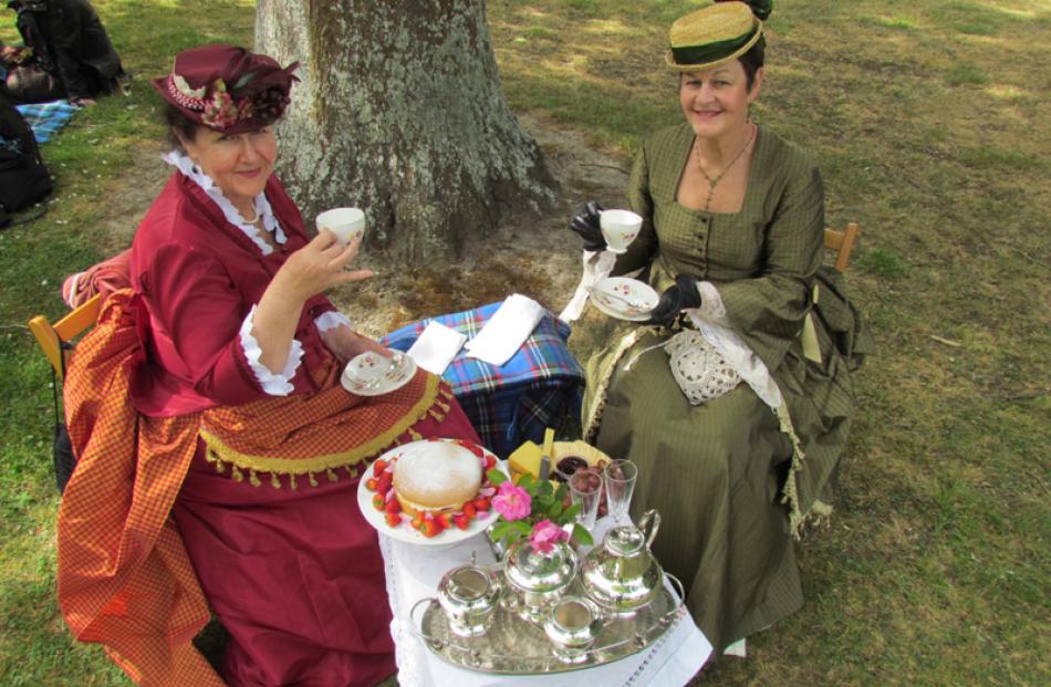 Sandra (left) and Diane Brough, both from Invercargill, with their spread for the best-dressed...