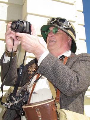 David Clarkson, a Steampunk enthusiast from Christchurch, on safari for the celebrations...