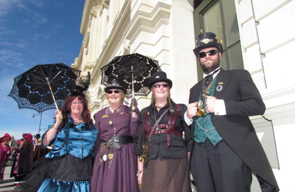 Diana Wheatley (from left), Anne Clarkson, Nixx and Matt Doms, all from Christchurch, on the Cafe...