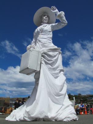 Victorian Lady, Juliet Novena Sorrell, of Dunedin's Bird's Eye View performance troupe, and her...