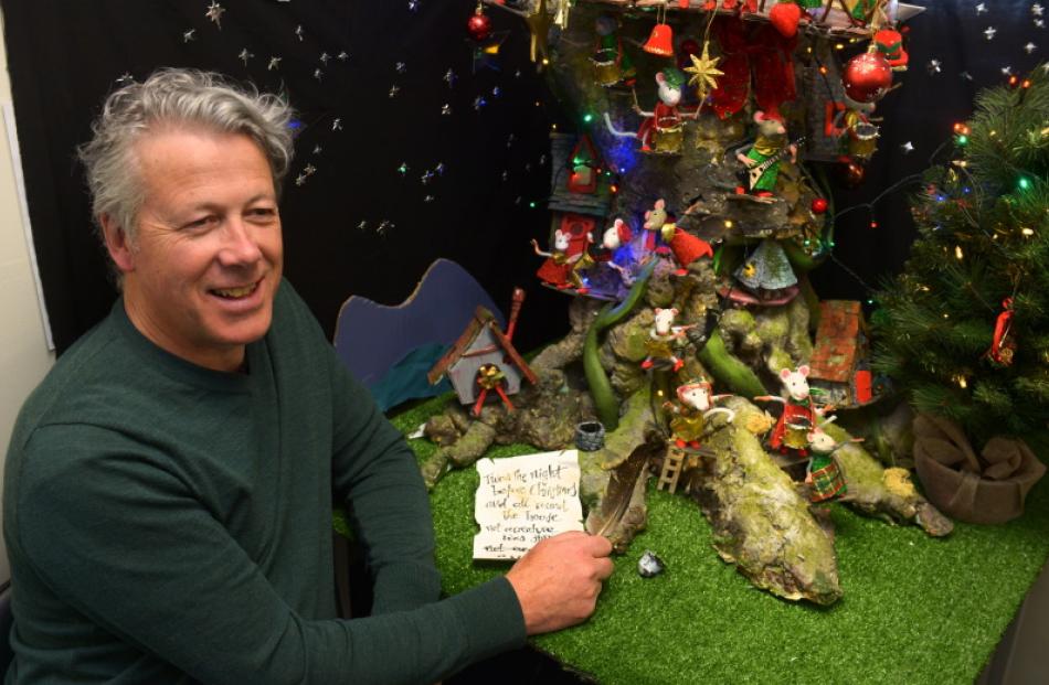 Mice master . . . Dunedin artist and registered nurse Frank Gordon hopes his Christmas diorama of...