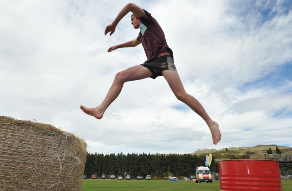 Sam Pollock (19), from Gimmerburn, tackles the obstacle course.