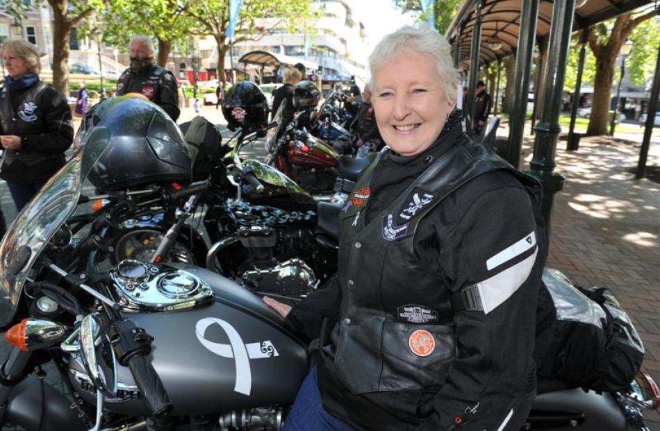 Sally Napier, of Christchurch, on her new Triumph Speedmaster, appreciates the sun and warmth in...