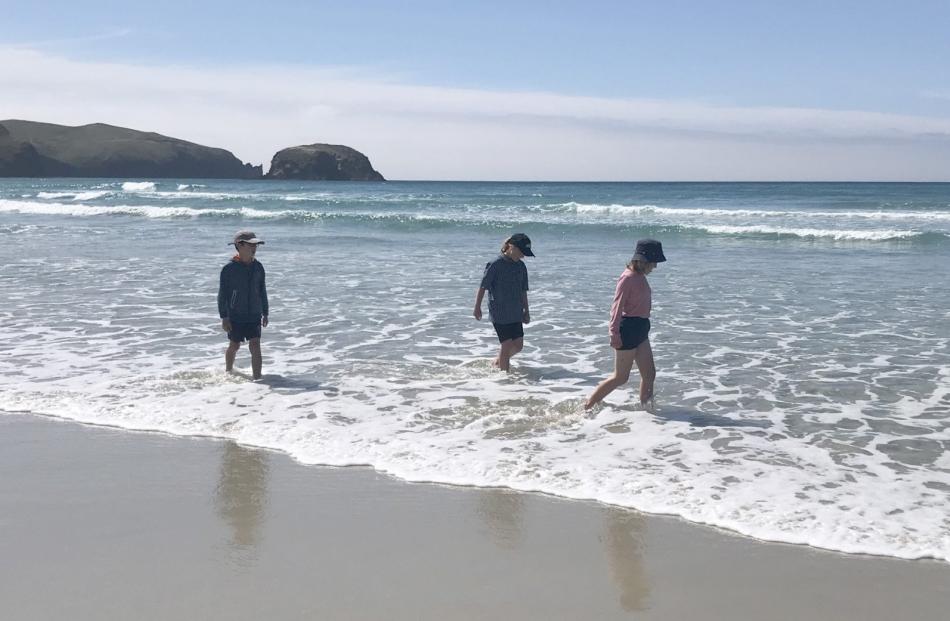Time together ... Cousins Hugh Lawrence, 11, of Wellington, and Lydia and Grace McRae, both 11,...