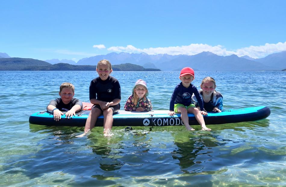 Extended family fun ... Cousins (from left) Liam Foley, 12, Payton McElrea, 10, Florence Harris,...