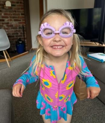I can see clearly now ... Matilda Caley, 3, is ready for a swim at the local Portobello Pool...
