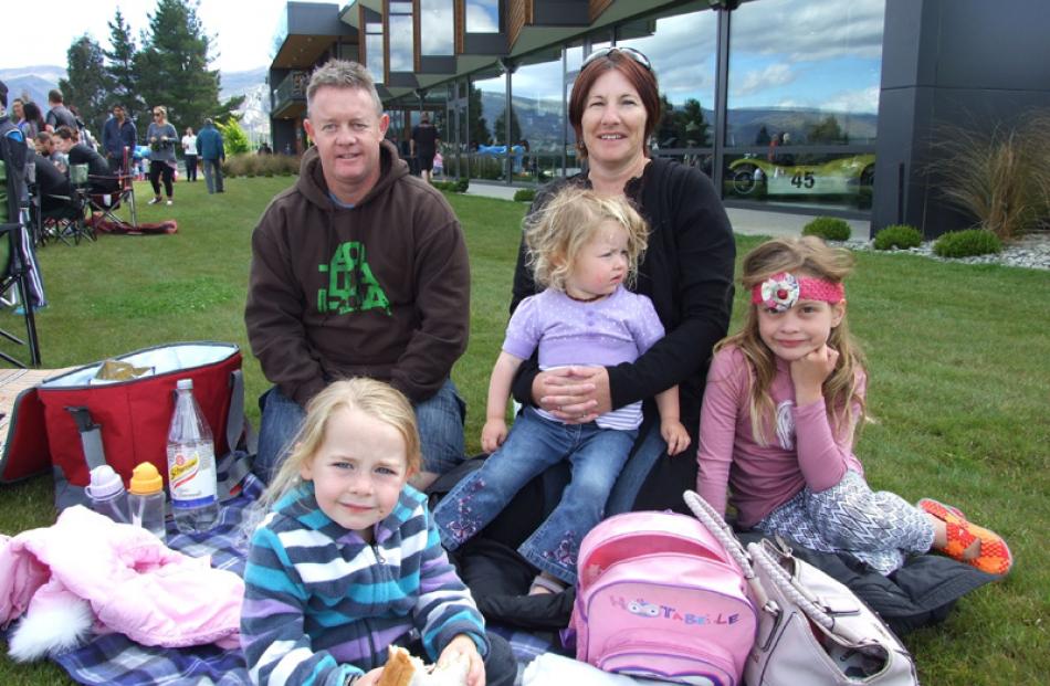 Chris and Heather Maguire, with Sienna (6) and Scarlett (2) Maguire and Maddi Elstob (6), all of...