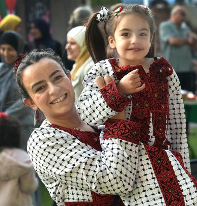 Palestinian Collective organiser Rinad Tamimi and her daughter Laya Lababidi, 4. PHOTOS: PETER...