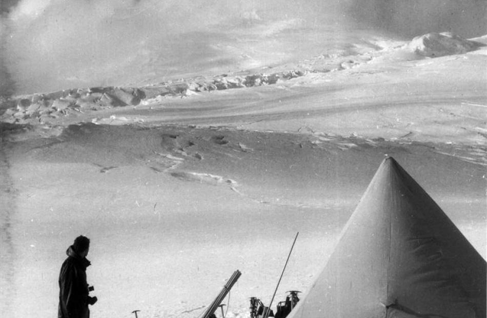 A camp below the summit of Big Ben on Heard Island.