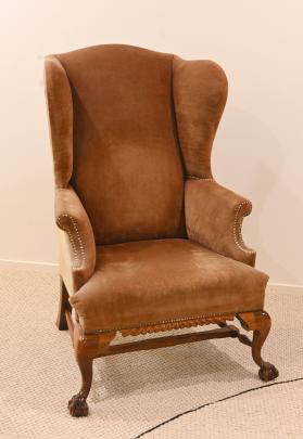 An American-style, wing-back chair made by one of the owners.

