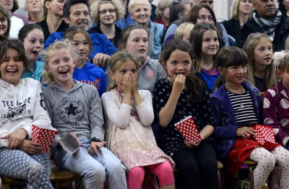 Portobello School pupils (front row, from left) Ella McDonald (10), Kiriana Davidson-Duell (10),...