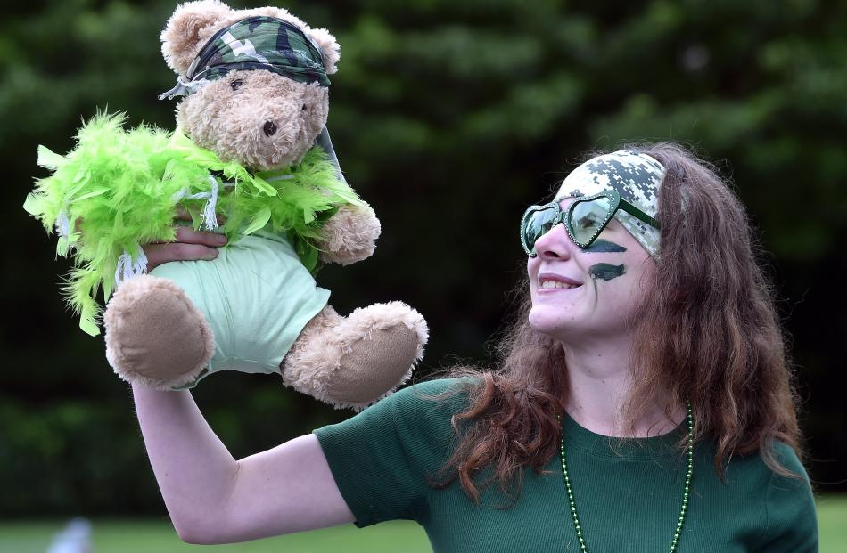Sophia Van Heezik, 17, brought her teddy bear for support.