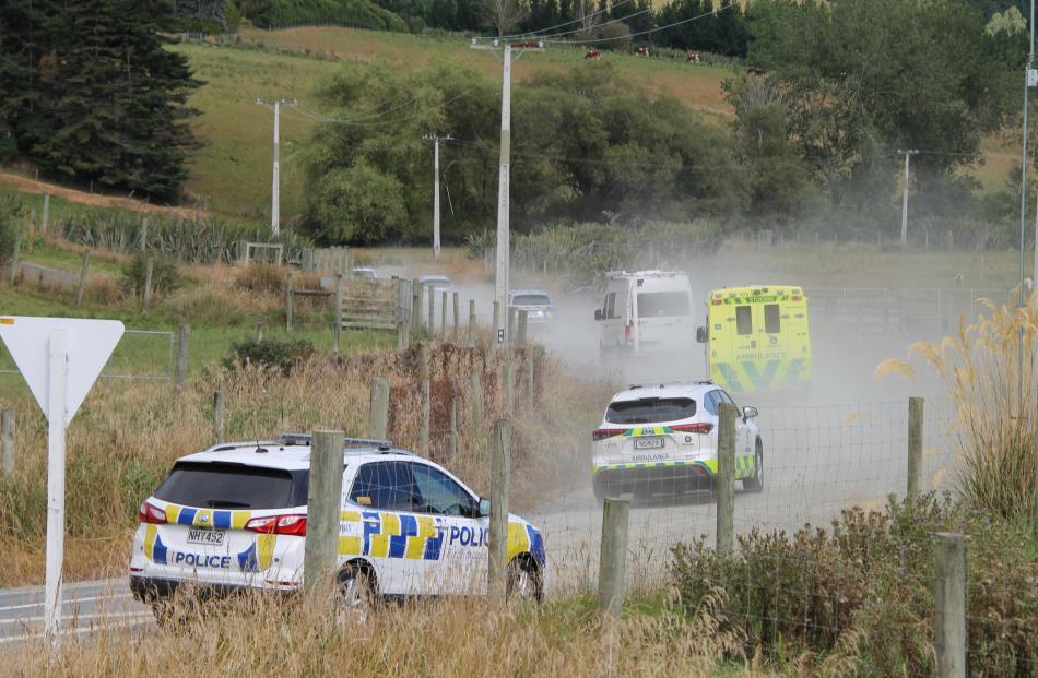 Emergency services on Hunt Road. Photo: Nick Brook