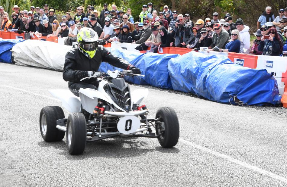 Barry Jones, of Picton, gets going on his Yamaha YFM 700 Super Quad at the Bluff Hillclimb.