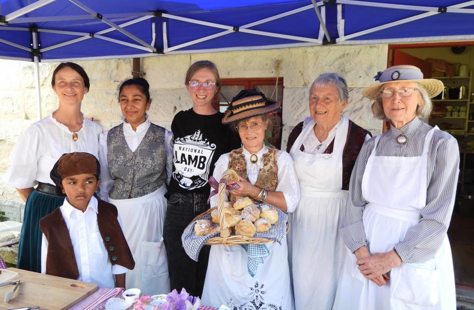 Heritage NZ North Otago staff and volunteers in period costume for Lamb Day (back from left)...