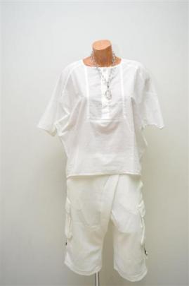 Kowtow Bink top in optical white and Ketzke Rush shorts, at Hype.
