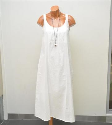Kowtow installation dress in optical white, with jewellery by Jewelarto, at Hype.