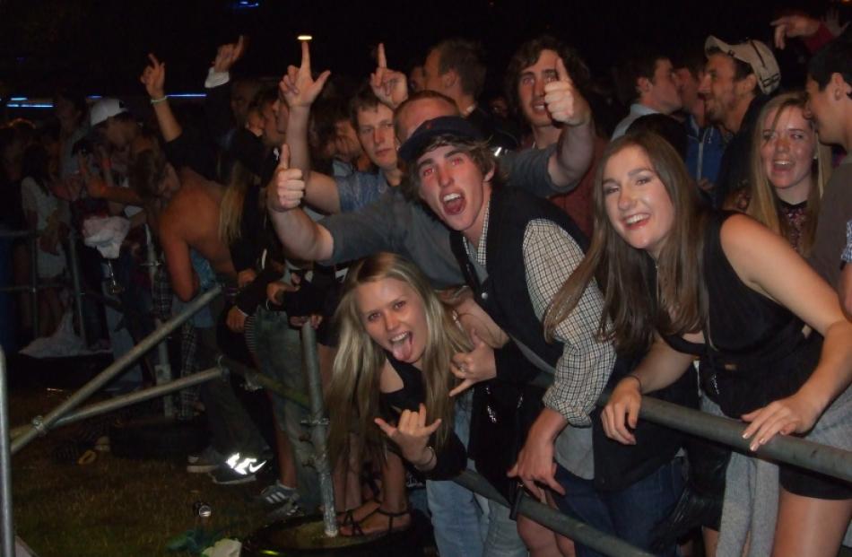 Young revellers enjoy the free concert in Queenstown's Earnslaw Park. Photo by Guy Williams