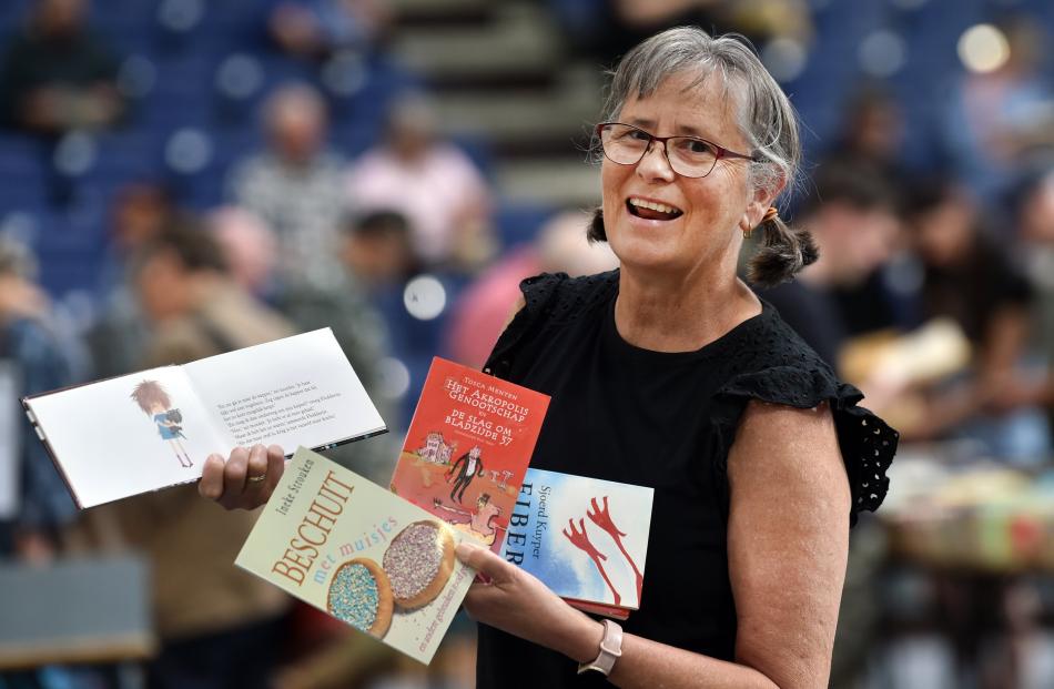 Dunedin woman and Dutch speaker Jeanette Robinson-Tromop with her Dutch-language finds. PHOTOS:...