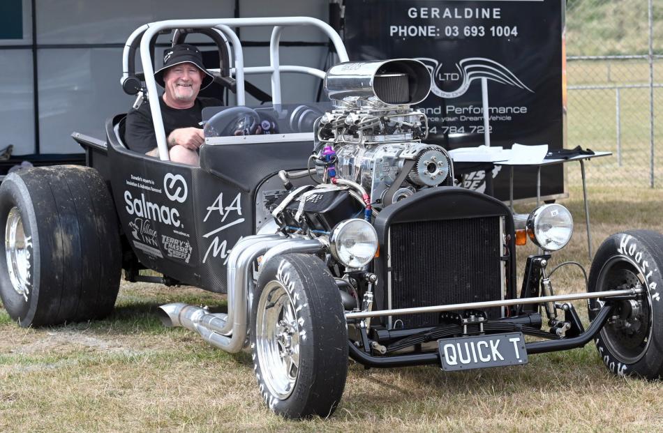 Kerry Stewart, of Dunedin, owns a quick hot rod — a Chrysler Roadster built in 1984.