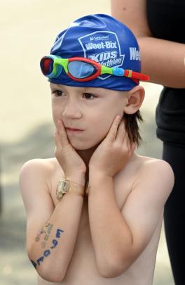 Beauie Gill, 6, of Dunedin waits in anticipation before his race.