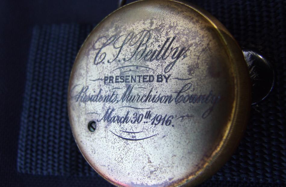 The inscription on the back.