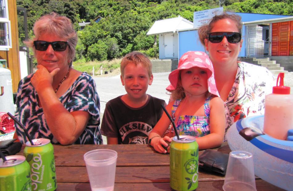 Sharon Sutherland, of Wanaka, with Jack (9) and Breeze (3) Jeffs and Sita Wills, all of Hawea Flat.