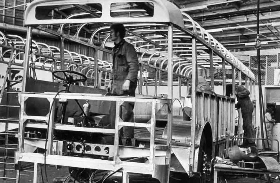 Building a body on a Leyland Leopard chassis for the council, about 1975-1977.