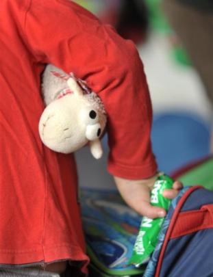 Liam Lash, who is the youngest pupil, and ''Baa-Baa'' choose something for morning tea. Baa-Baa...