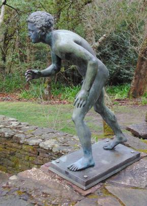 A bronze statue on one of the terraces.