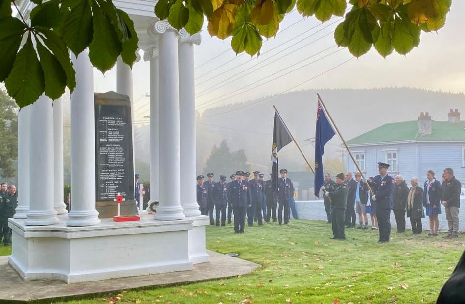 The Anzac Day ceremony in Lawrence this morning. Photo: Clare Blackmore