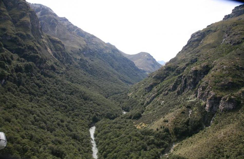 The Lochy Valley looking upstream from near the crash site.
